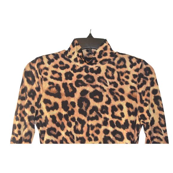 GUESS Marciano Women's Leopard Print Long Sleeve "Giselle" Top in Black & Brown - Picture 3 of 4